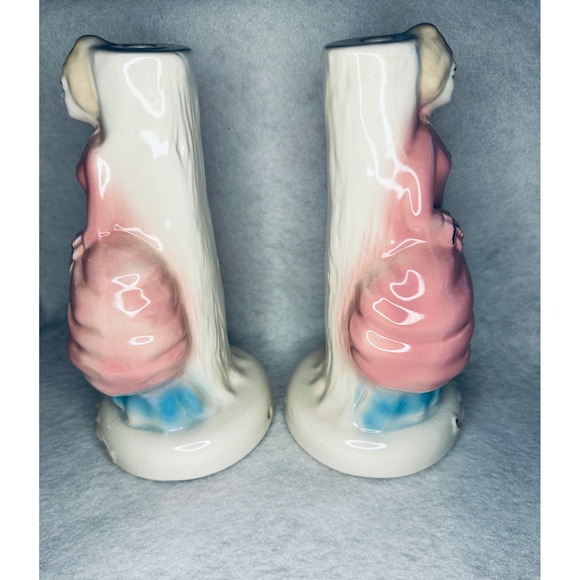 Vintage Lady Figurine‎ Vase Pair Pink Blue Floral Accent Decor lamp bases - Picture 6 of 12